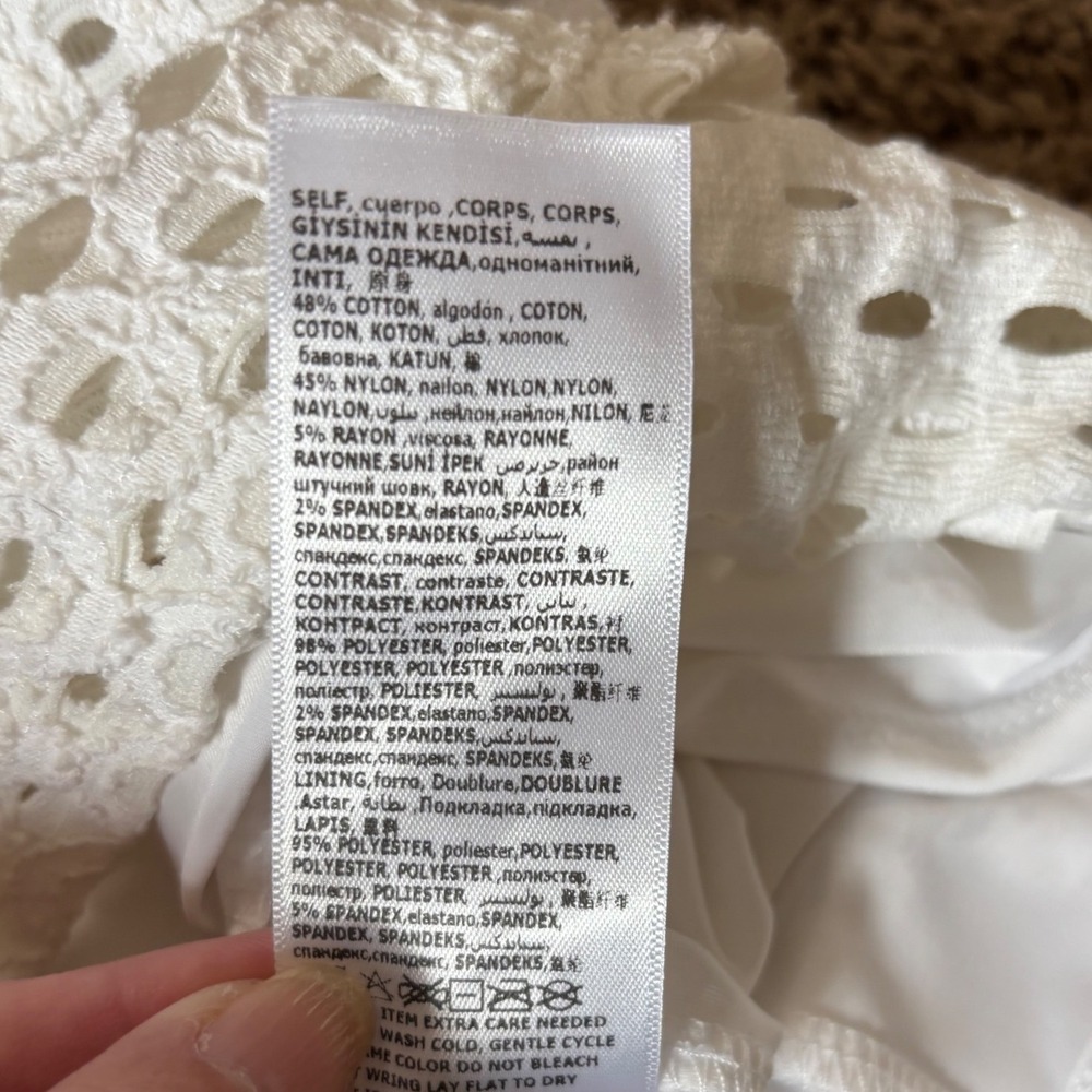 Bebe White Lace Halter Mini Dress Eyelet Coquette Cottagecore Wedding Graduation - Picture 9 of 12